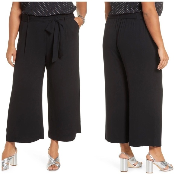 HALOGEN Belted Crop Wide Leg Pants 1X - Picture 1 of 11